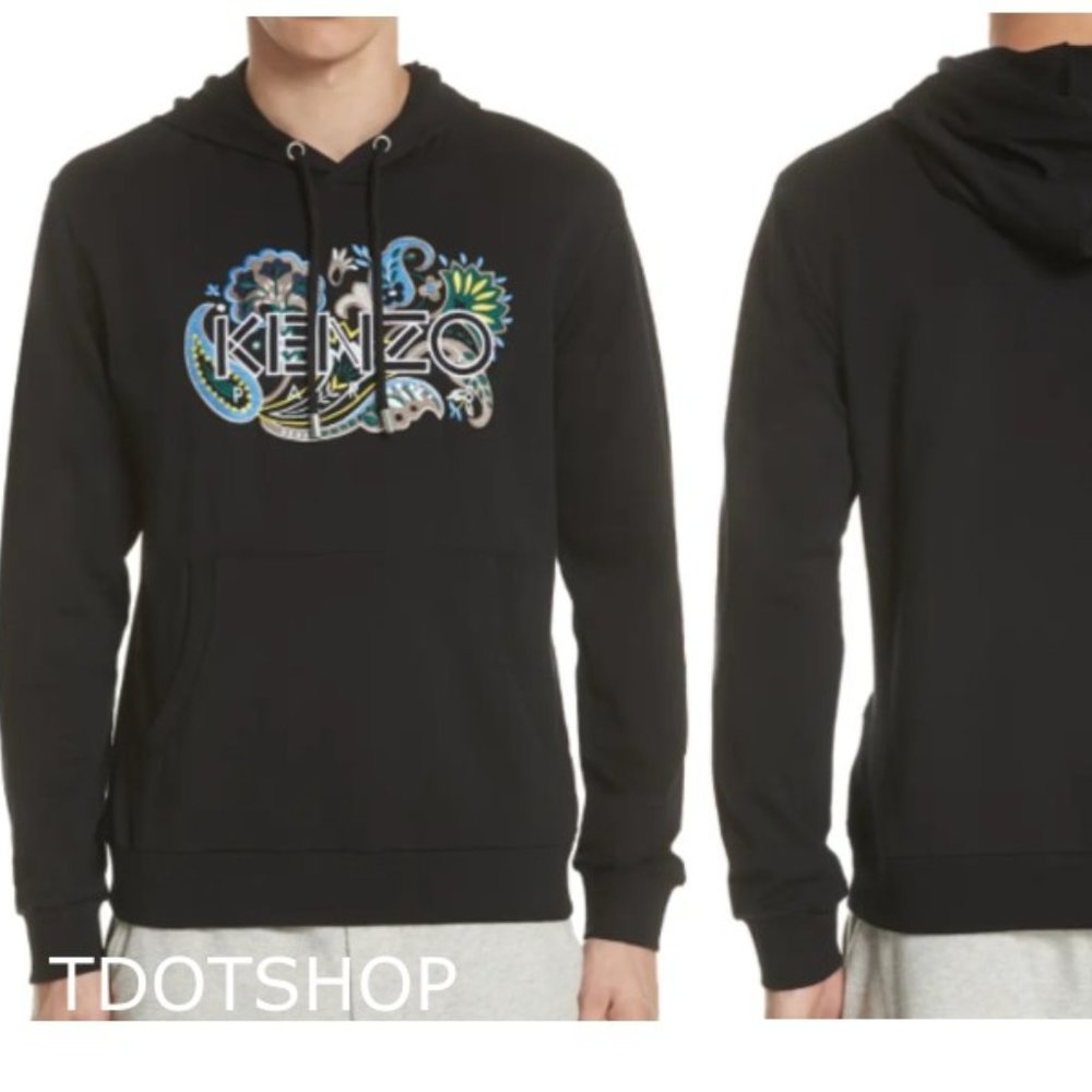 KENZO Paisley Logo Embroidered Hoodie Black L 09/24